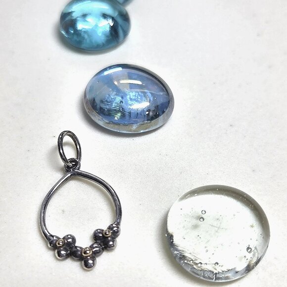 Authentic Pandora Retired Floral Pendant Sterling Silver With 14k Gold - Picture 4 of 5